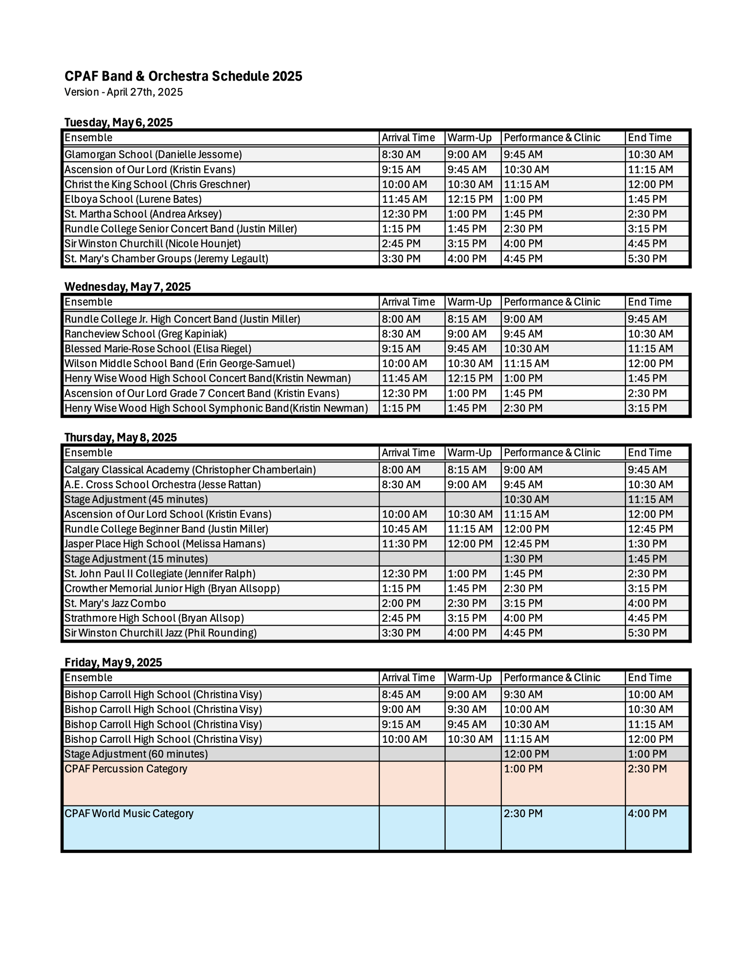 April 27. Band and Orchestra Schedule-1.xlsx April 27. Band and Orchestra Schedule-1.xlsx