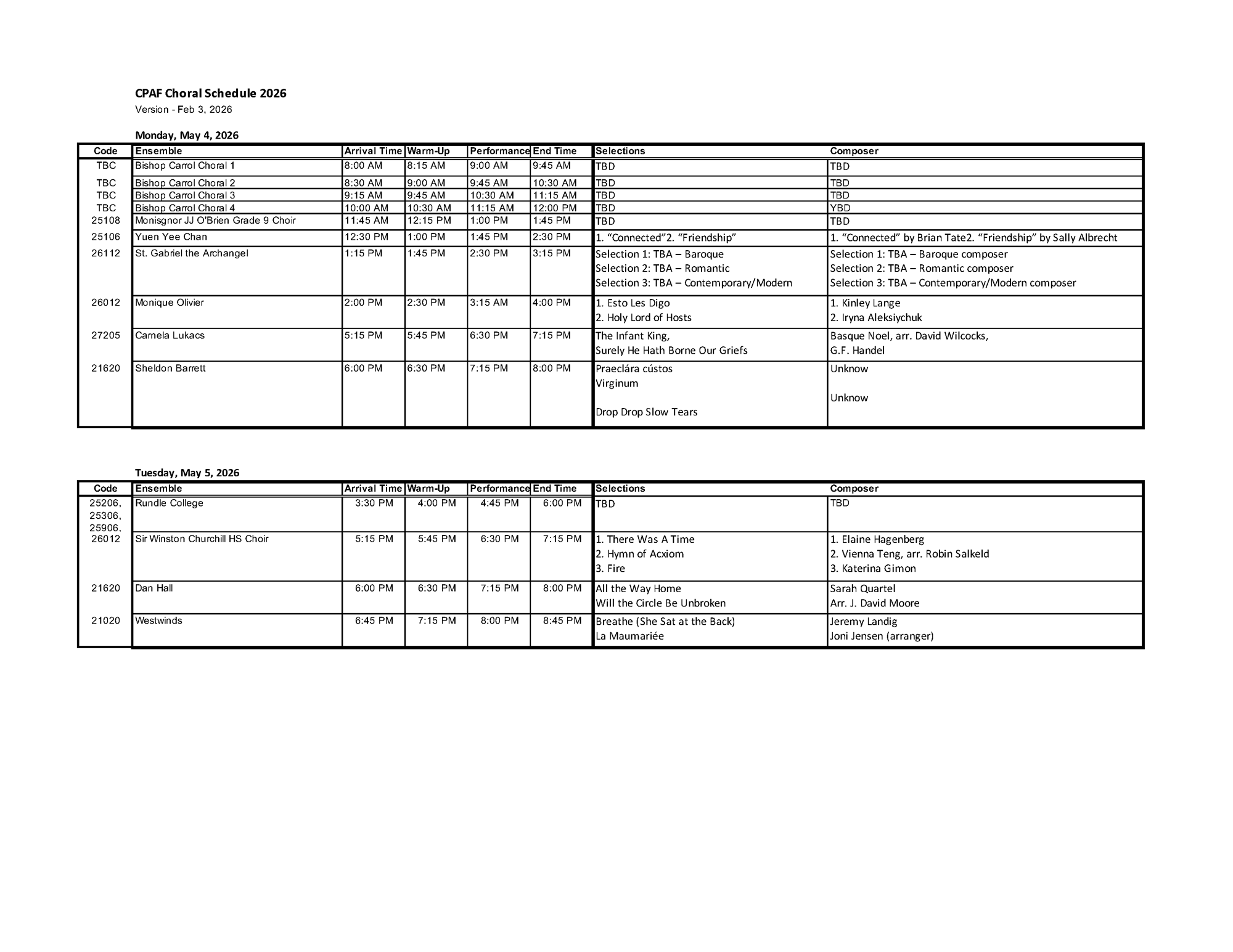 Choral Schedule CPAF 2026.V2 Choral Schedule CPAF 2026.V2